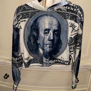 Dollar print crop hoodie S